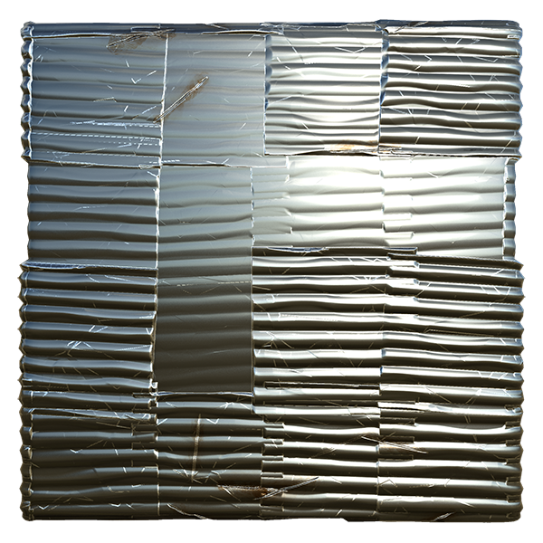 Corrugated Metal Sheets with Cuts and Scratches (Plane)