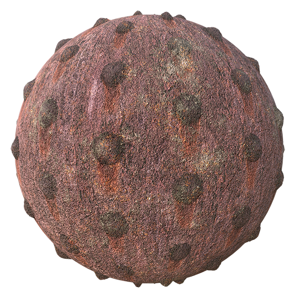 Rusty Metal Plate Texture with Round Cap Nails (Sphere)