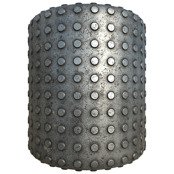 Worn Metal Tread Plate with Round Studs (Cylinder)