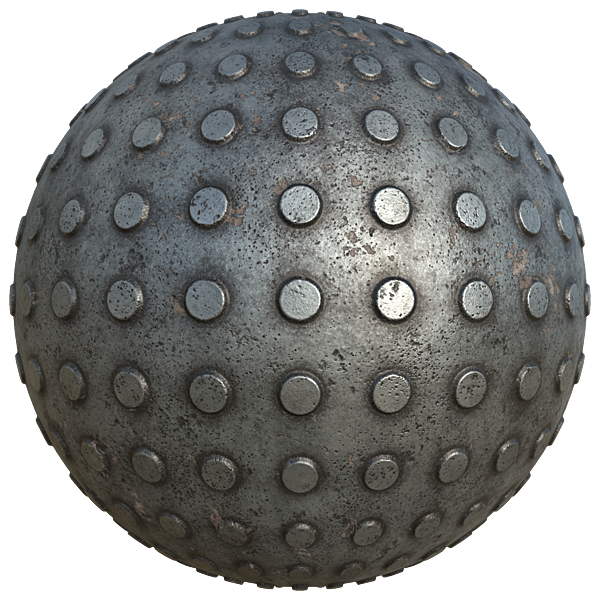 Worn Metal Tread Plate with Round Studs (Sphere)
