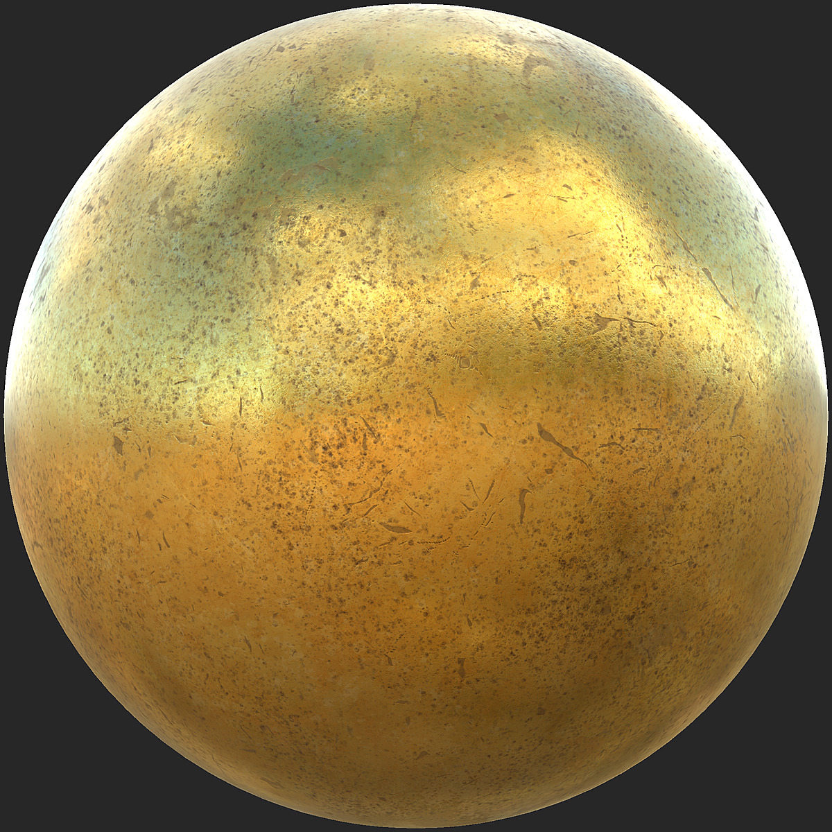 Worn Yellow Brass Metal Texture, Free PBR