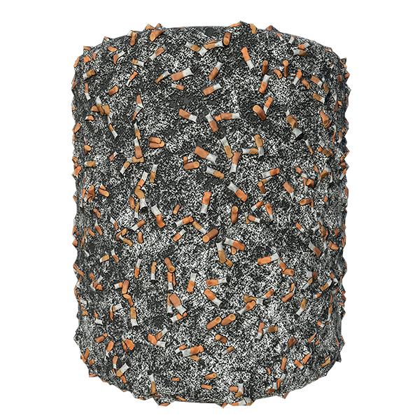 Cigarette Butts Texture on Ashy Floor (Cylinder)