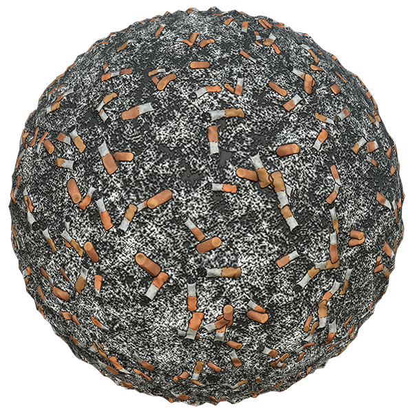 Cigarette Butts Texture on Ashy Floor (Sphere)