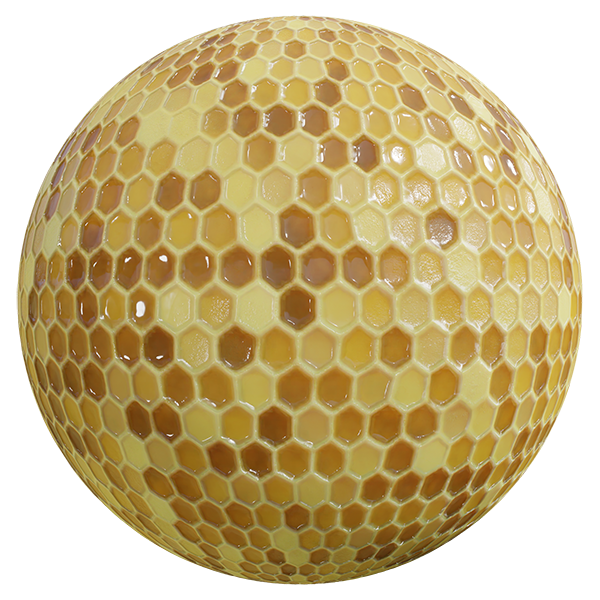 Honeycomb Texture Filled with Juicy Honey and Pollen (Sphere)