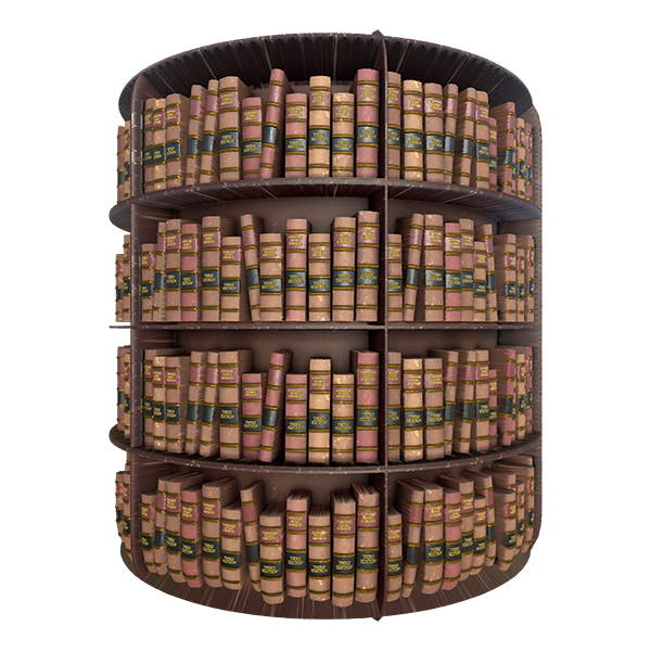 Wooden Bookshelf with Books (Cylinder)