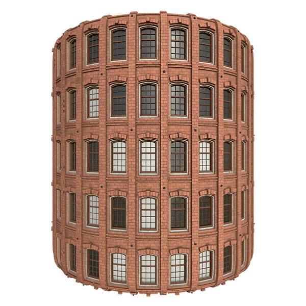 Red Brick Office Building Facade (Cylinder)