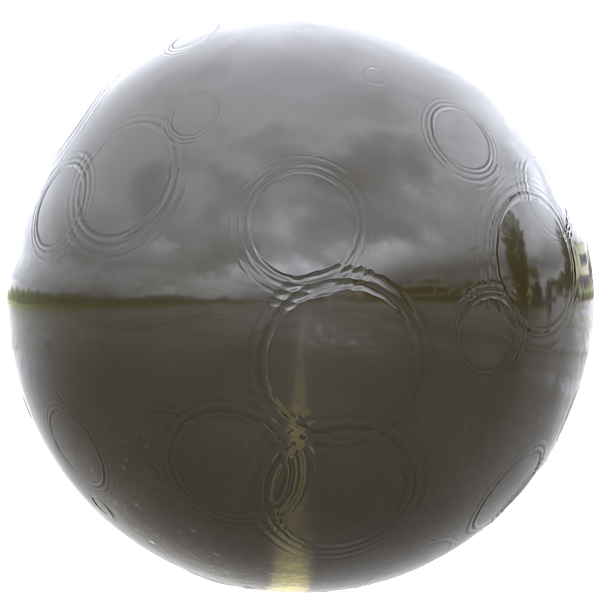 Rain Ripples Texture on Puddle (Sphere)