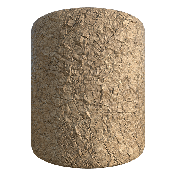 Highly Crumpled Parcel Packing Paper Texture (Cylinder)