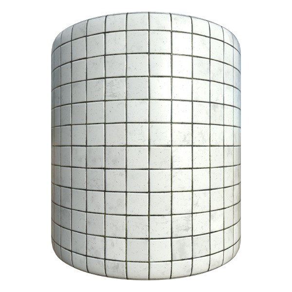 Broken White Bathroom Tile Texture (Cylinder)