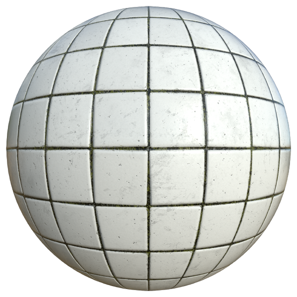 Broken White Bathroom Tile Texture (Sphere)