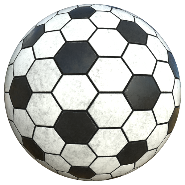 Hexagonal Black and White Tile Texture (Sphere)