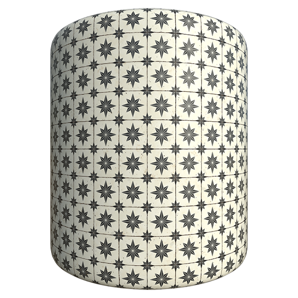 Old and Worn Tiles with Star-shaped Patterns (Cylinder)