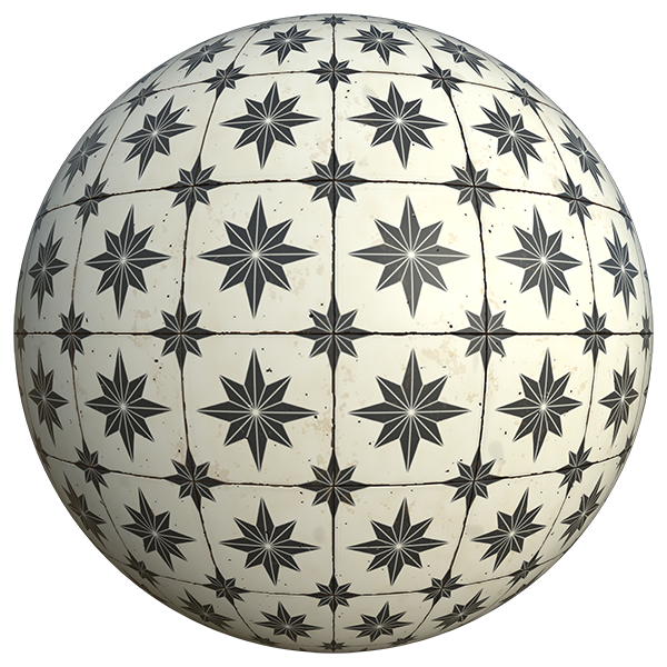 Old and Worn Tiles with Star-shaped Patterns (Sphere)