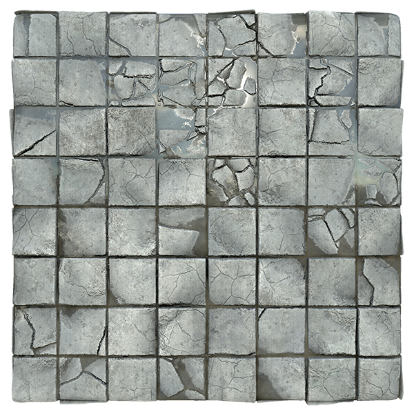 Broken Tiles Texture with Puddles (Plane)