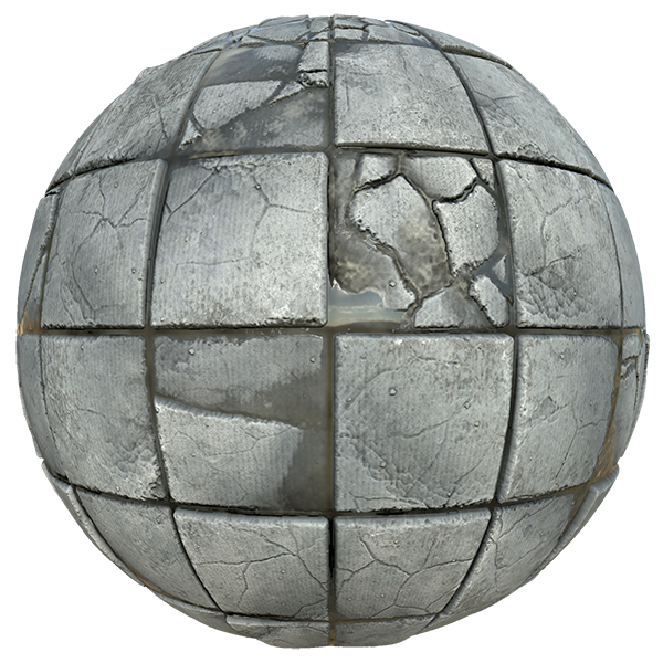 Broken Tiles Texture with Puddles (Sphere)