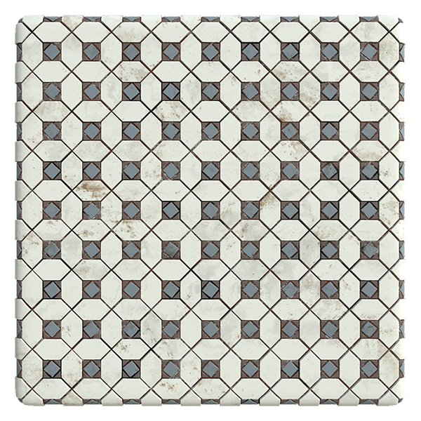 Retro Tiles Texture with Square and Diamond Patterns (Plane)
