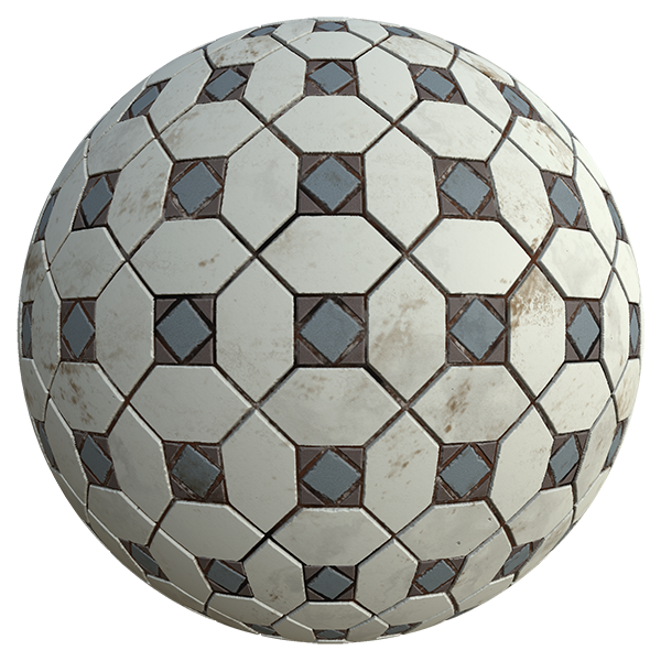 Retro Tiles Texture with Square and Diamond Patterns (Sphere)