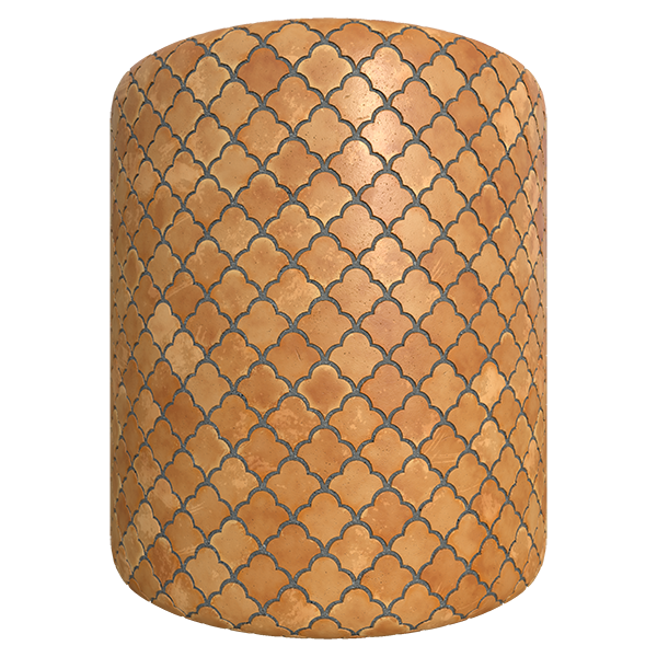 Fan Shaped Terracotta Tile Texture (Cylinder)