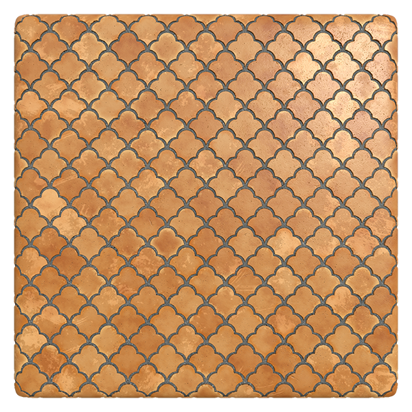 Fan Shaped Terracotta Tile Texture (Plane)