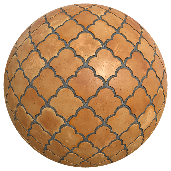 Fan Shaped Terracotta Tile Texture (Sphere)