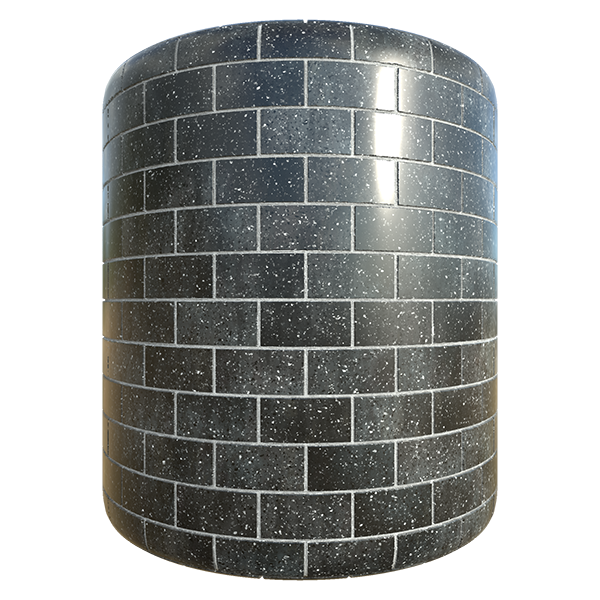 Black Terrazzo Tiles with Flake Patterns (Cylinder)