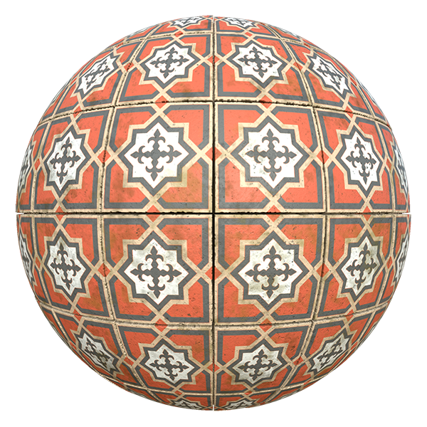 Retro Asian Floor Tile Texture (Sphere)