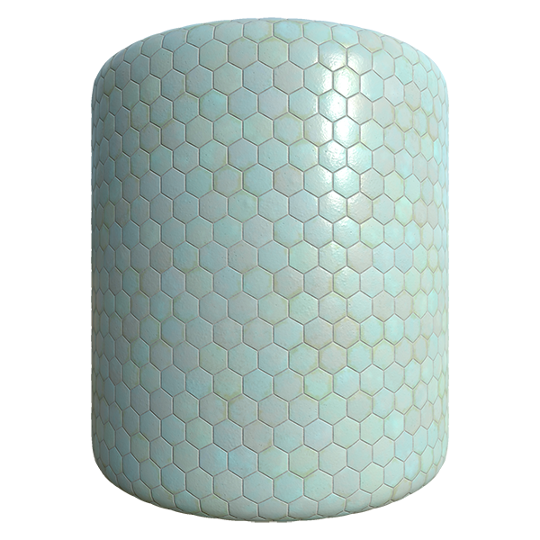 Hexagonal Teal Porcelain Zellige Tiles (Cylinder)