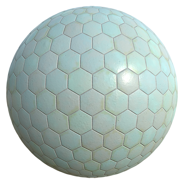 Hexagonal Teal Porcelain Zellige Tiles (Sphere)