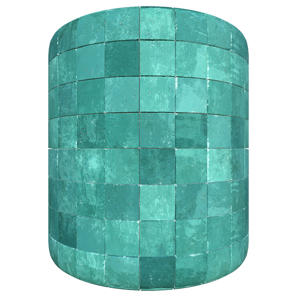 Hand Painted Teal Tiles (Cylinder)
