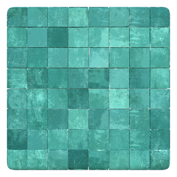Hand Painted Teal Tiles (Plane)