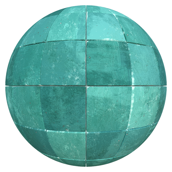 Hand Painted Teal Tiles (Sphere)