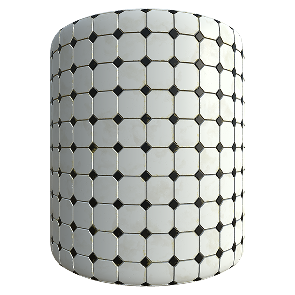 Victorian Octagon Monochrome Tiles (Cylinder)