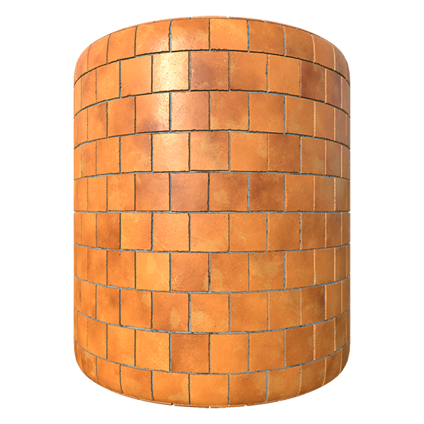Shiny Orange Terracotta Tiles (Cylinder)