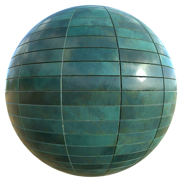 Stacked Slim Green Tiles (Sphere)