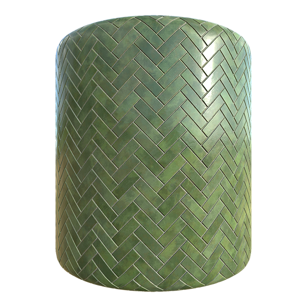 Herringbone Emerald Porcelain Tiles (Cylinder)