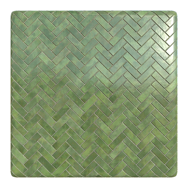 Herringbone Emerald Porcelain Tiles (Plane)