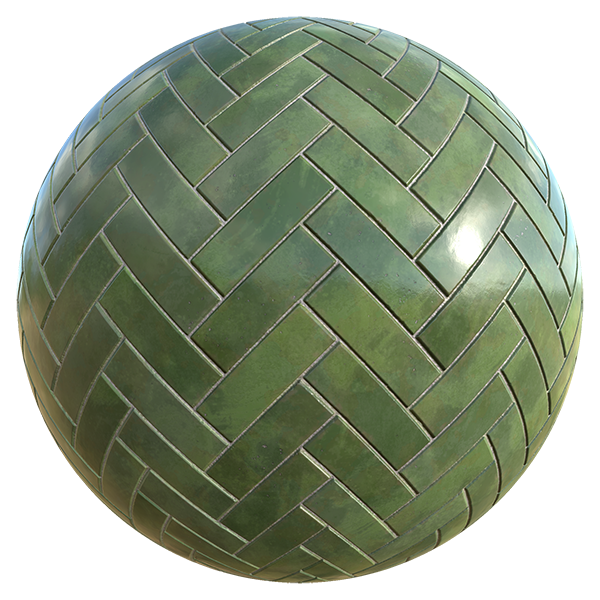 Herringbone Emerald Porcelain Tiles (Sphere)