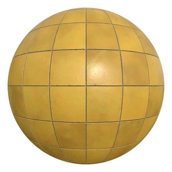 Glossy Square Yellow Terracotta Tile Texture (Sphere)
