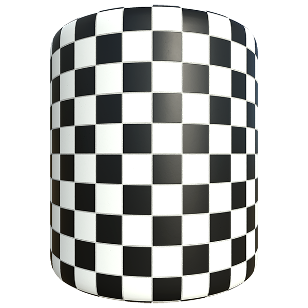 Square Black and White Ceramic Checker Tiles (Cylinder)