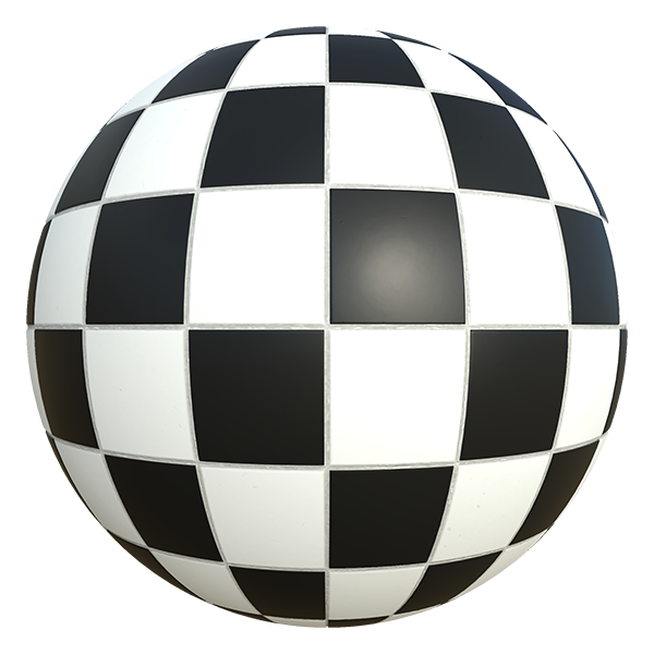 Square Black and White Ceramic Checker Tiles (Sphere)