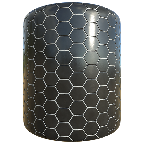Hexagonal Black Ceramic Tiles (Cylinder)