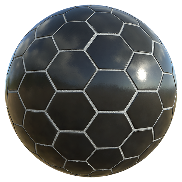 Hexagonal Black Ceramic Tiles (Sphere)