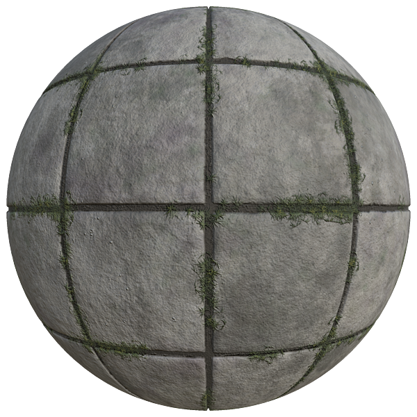 Square Concrete Tiles with Grass (Sphere)