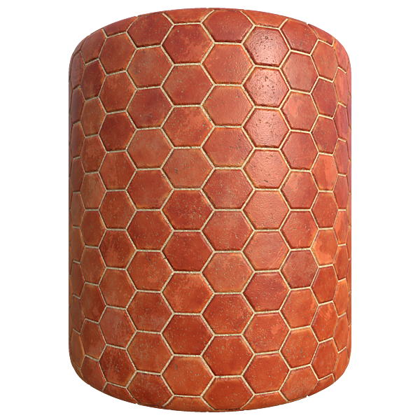 Hexagonal Red Terracotta Tiles (Cylinder)