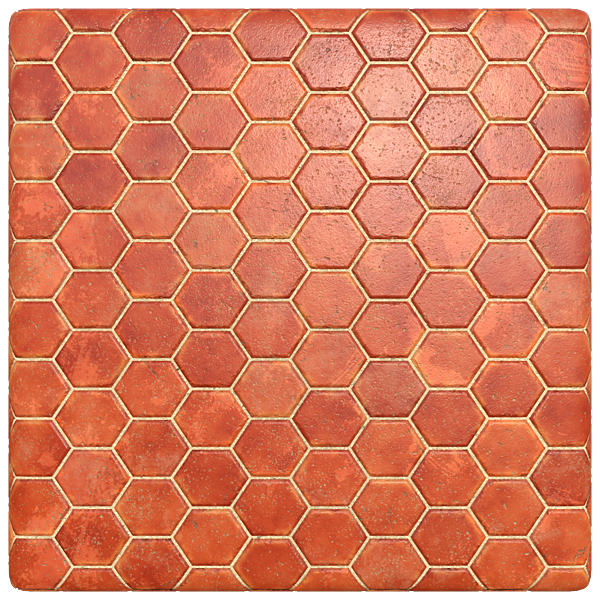 Hexagonal Red Terracotta Tiles (Plane)
