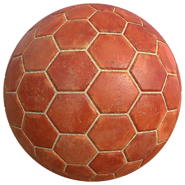 Hexagonal Red Terracotta Tiles (Sphere)