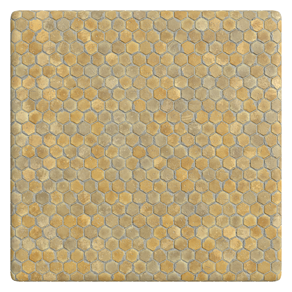 Hexagonal Yellow Terracotta Tiles (Plane)