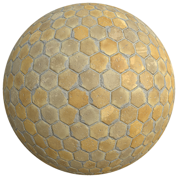 Hexagonal Yellow Terracotta Tiles (Sphere)