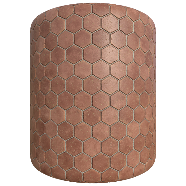 Hexagonal Light Brown Terracotta Tiles (Cylinder)