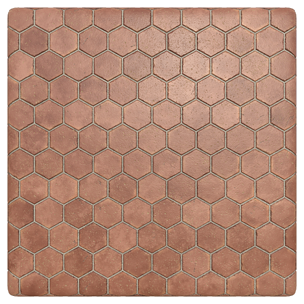 Hexagonal Light Brown Terracotta Tiles (Plane)